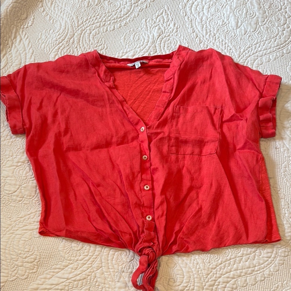 NIC & ZOE Red Button-Up Women's Top - Size Medium